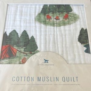 New. Little Unicorn. Happy camper print. Cotton muslin quilt.